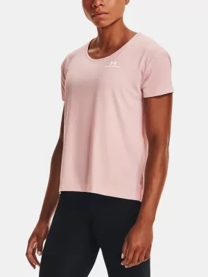 Női póló UNDER ARMOUR UA RUSH ENERGY CORE SS 1365683-685 RÓZSASZÍN