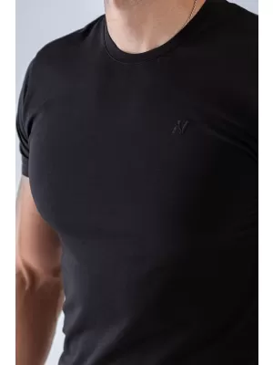 Férfi pólók NEBBIA MIKE MUSCLE FIT 158 FEKETE