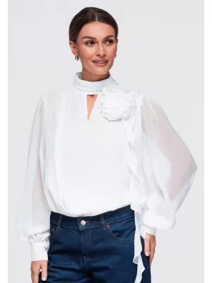 Női blúz OMBRE OW-TS-E0085 FEHÉR
