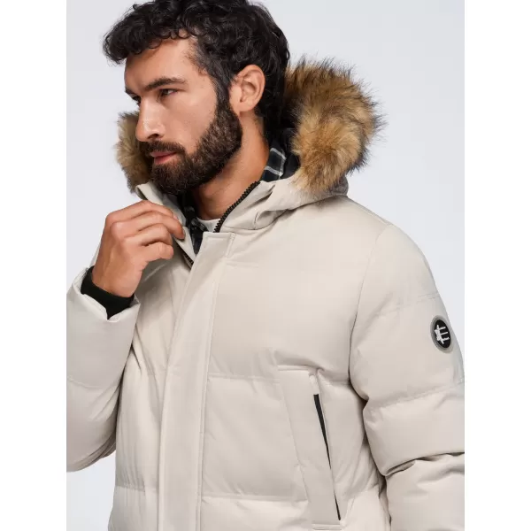  Férfi parka OMBRE OM-JALJ-0310 KRÉM 