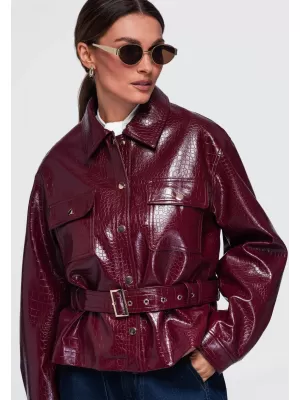 Női kabát OMBRE OW-JAFL-0141 BURGUNDIA