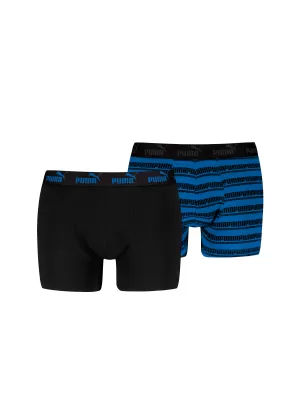 Férfi boxerek PUMA ELEMENTS MEN STRIPED BOXERS 2P 93884203 FEKETE/KÉK