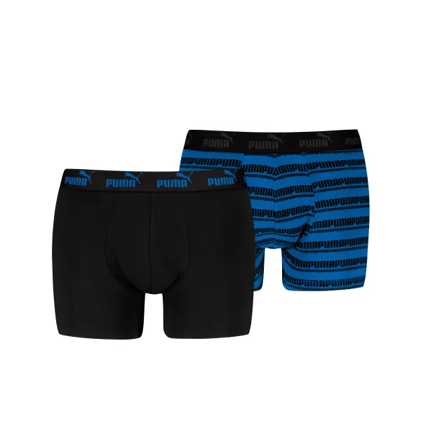  Férfi boxerek PUMA ELEMENTS MEN STRIPED BOXERS 2P 93884203 FEKETE/KÉK 
