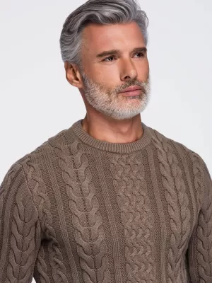 Férfi pulóver OMBRE OM-SWSW-0191 BARNA