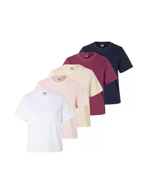 Női póló URBAN CLASSICS TB8574C-23659 FEHÉR/MIDNIGHT NAVY/VINTAGE ROSE/BERRY LILA/FEHÉR HOMOK