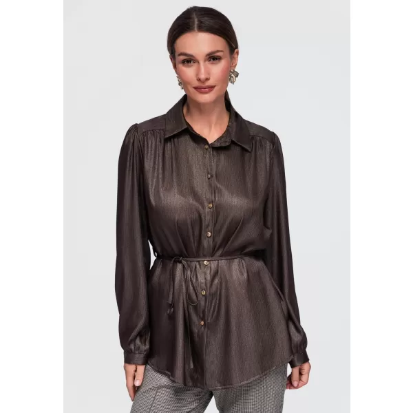  Női ing OMBRE OW-SH-E0071 BARNA 