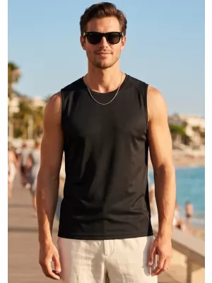 Férfi sport tank felső MALFINI BREEZE 820 FEKETE