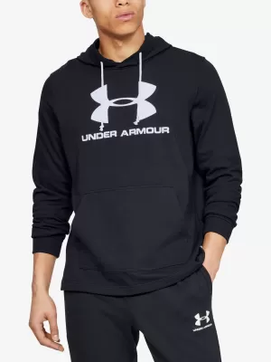 Férfi pulóver UNDER ARMOUR SPORTSTYLE TERRY LOGO HOODIE 1348520-001 FEKETE