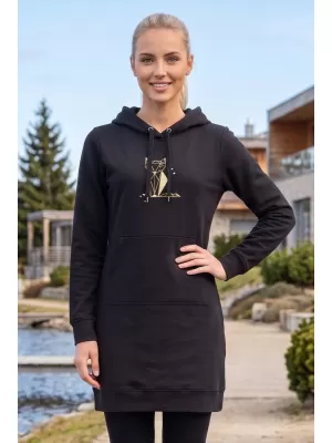 Hosszabbított női pulóver ALTISPORT ALW091419 FEKETE ÉS ARANY