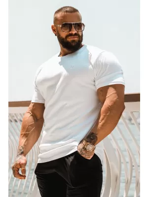 Férfi pólók NEBBIA MIKE MUSCLE FIT 158 FEHÉR