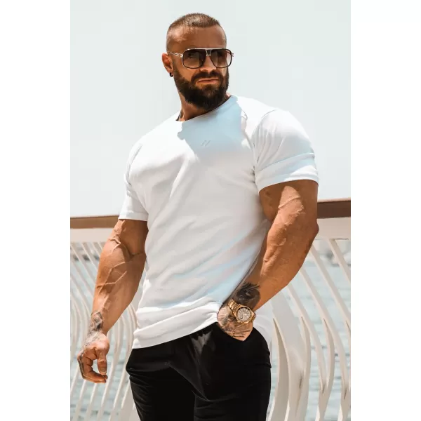 Férfi pólók NEBBIA MIKE MUSCLE FIT 158 FEHÉR 