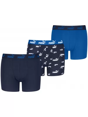 Gyermek boxerek PUMA ELEMENTS BOYS LOGO PRINT BOXERS 3P 93896805 KÉK KOMBÓ