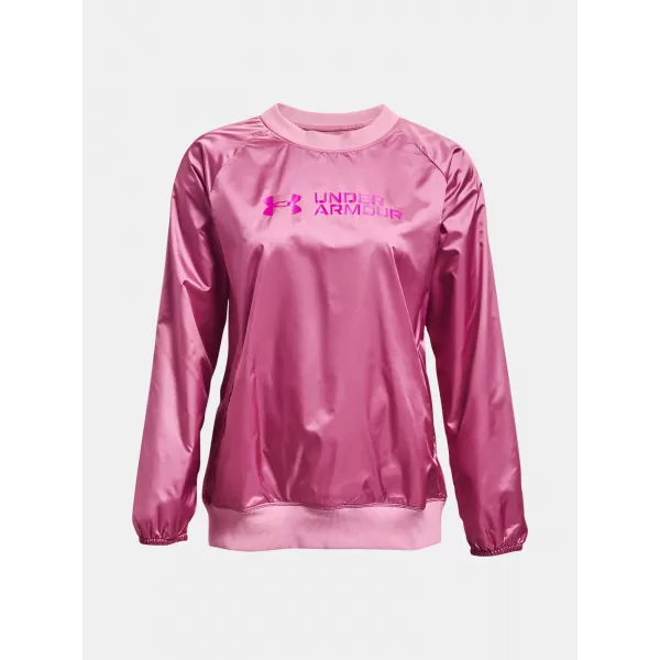  Női pulóver UNDER ARMOUR RECOVER STORM WOVEN SHINE CREW 1364012-680 RÓZSASZÍN 