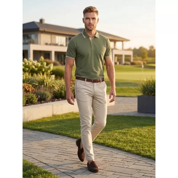  Férfi póló gallérral MALFINI FOCUS 232 KHAKI 