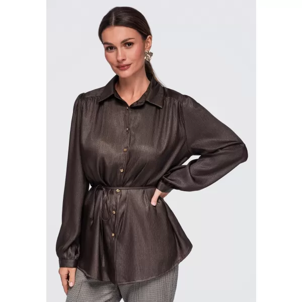  Női ing OMBRE OW-SH-E0071 BARNA 