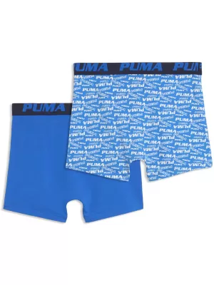 Gyermek boxerek PUMA BOYS SCATTERED LOGO PRINT BOXERS 2P 94780302 KÉK / SÖTÉTKÉK