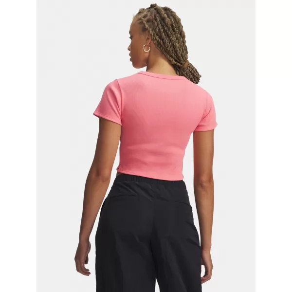  Női póló UNDER ARMOUR RIVAL RIB BABY TEE 6000264-600 RÓZSASZÍN 