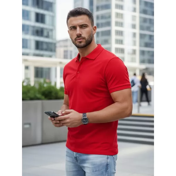  Férfi póló gallérral DSTREET PX0515 PIROS 