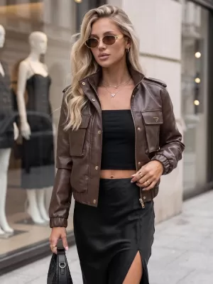 Női kabát DSTREET TY5874 BARNA