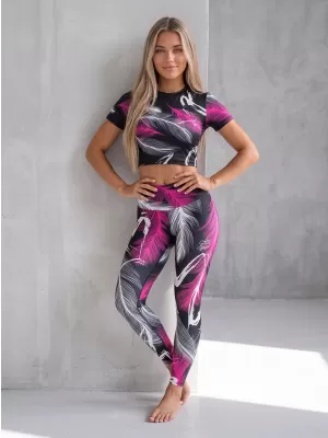 Női prémium hosszú leggings (új méretek) ALTISPORT VOJ/ALW001LEG05 FEKETE/RÓZSASZÍN