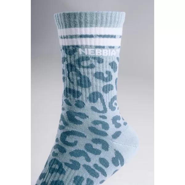  Legénységi zokni leopárdmintával NEBBIA PRIMAL 106 KÉK LEOPÁRD 
