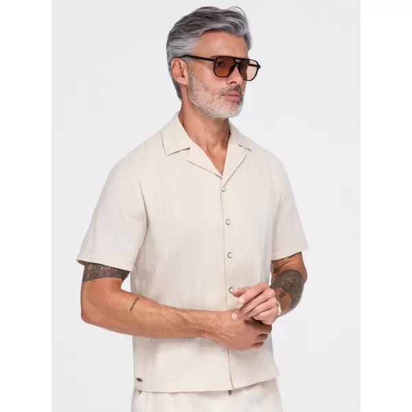  Férfi ing OMBRE OM-SHSS-0221 KRÉM 