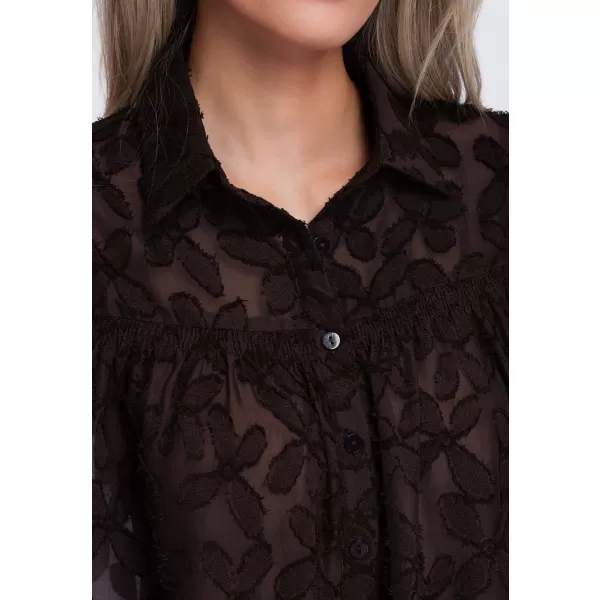  Női ing OMBRE OW-SH-E0074 BARNA 