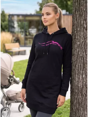 Hosszabbított női pulóver ALTISPORT ALW001419 FEKETE RÓZSASZÍN