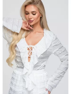 Női blúz OMBRE OW-TS-E0067 FEHÉR