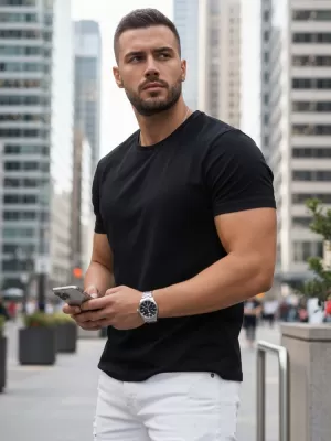 Férfi póló DSTREET RX5670 FEKETE
