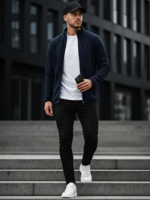 Férfi pulóver DSTREET BX4775 SÖTÉTKÉK
