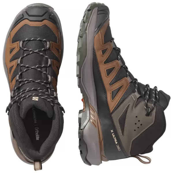  Férfi cipők SALOMON X ULTRA 360 MID GORE-TEX L45473200 FEKETE/SÖTÉT SIRÁLY SZÜRKE/SÖTÉT FÖLD 
