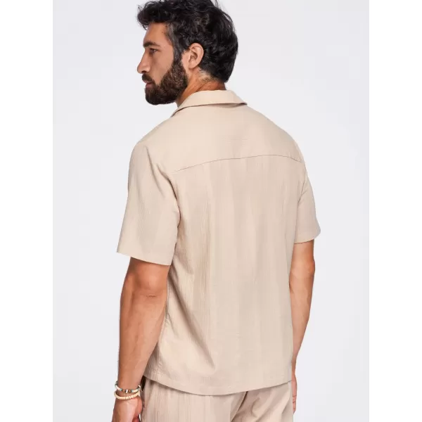  Férfi ing OMBRE OM-SHSS-0221 VILÁGOSBARNA 