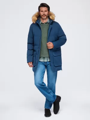Férfi parka OMBRE OM-JALJ-0310 SÖTÉTKÉK