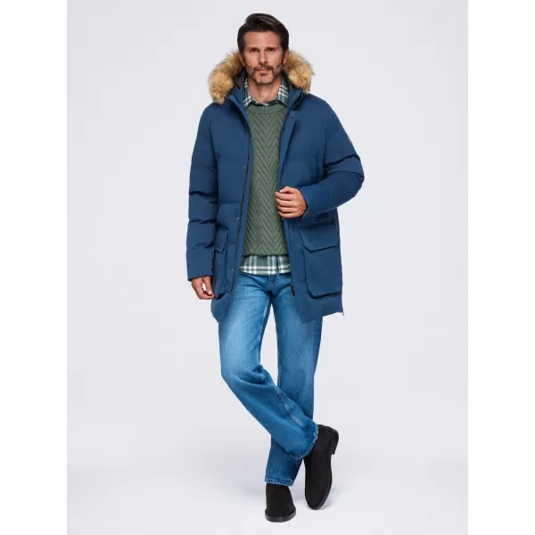  Férfi parka OMBRE OM-JALJ-0310 SÖTÉTKÉK 