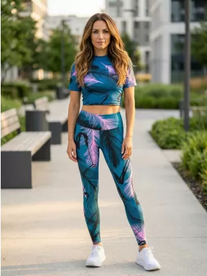 Női prémium hosszú leggings (új méretek) ALTISPORT VOJ/ALW001LEG05 BENZINES/VILÁGOS RÓZSASZÍN