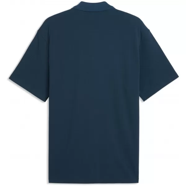  Férfi póló gallérral PUMA WARDROBE ESS PIQUE RELAXED POLO 62965736 ÉJFÉLI BENZIN 