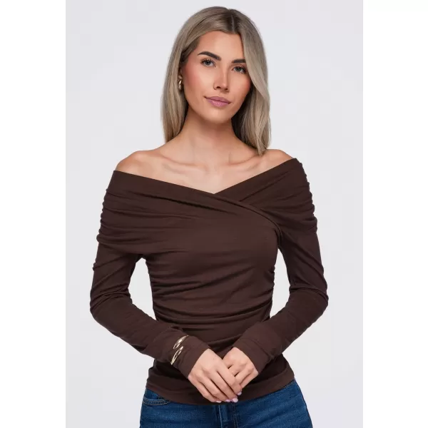  Női blúz OMBRE OW-TS-E0088 BARNA 