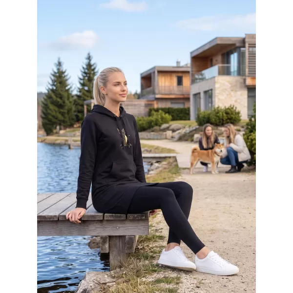  Hosszabbított női pulóver ALTISPORT ALW091419 FEKETE ÉS ARANY 