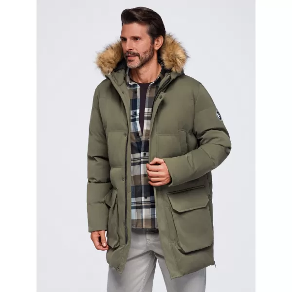  Férfi parka OMBRE OM-JALJ-0310 SÖTÉT OLAJBOGYÓ 