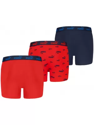 Gyermek boxerek PUMA ELEMENTS BOYS LOGO PRINT BOXERS 3P 93896803 VÖRÖS / SÖTÉTKÉK