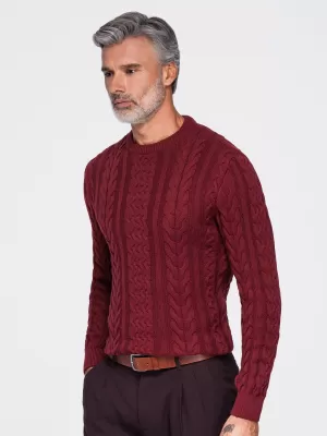 Férfi pulóver OMBRE OM-SWSW-0191 BURGUNDIA