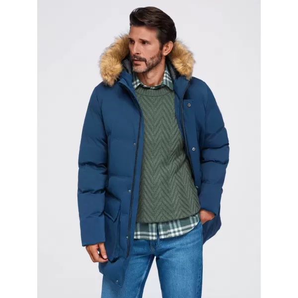  Férfi parka OMBRE OM-JALJ-0310 SÖTÉTKÉK 