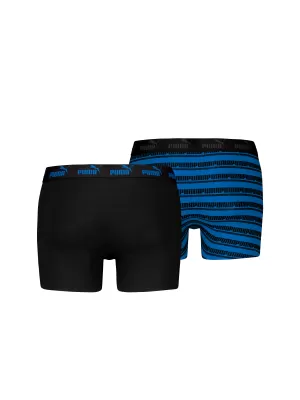 Férfi boxerek PUMA ELEMENTS MEN STRIPED BOXERS 2P 93884203 FEKETE/KÉK