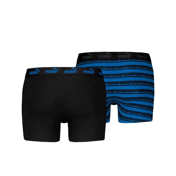  Férfi boxerek PUMA ELEMENTS MEN STRIPED BOXERS 2P 93884203 FEKETE/KÉK 
