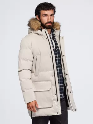 Férfi parka OMBRE OM-JALJ-0310 KRÉM
