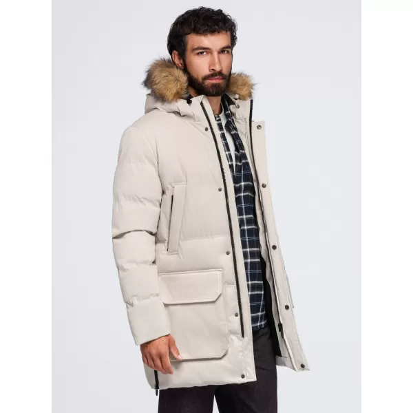 Férfi parka OMBRE OM-JALJ-0310 KRÉM 