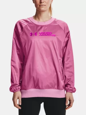 Női pulóver UNDER ARMOUR RECOVER STORM WOVEN SHINE CREW 1364012-680 RÓZSASZÍN