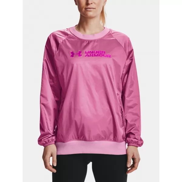 Női pulóver UNDER ARMOUR RECOVER STORM WOVEN SHINE CREW 1364012-680 RÓZSASZÍN 