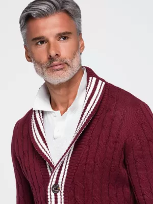 Férfi kardigán OMBRE OM-SWCD-0196 BURGUNDIA